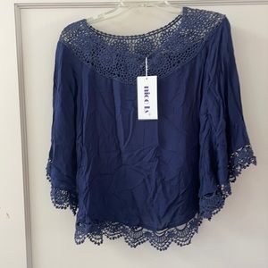 NWT Nico LA Navy Boat Neck Top